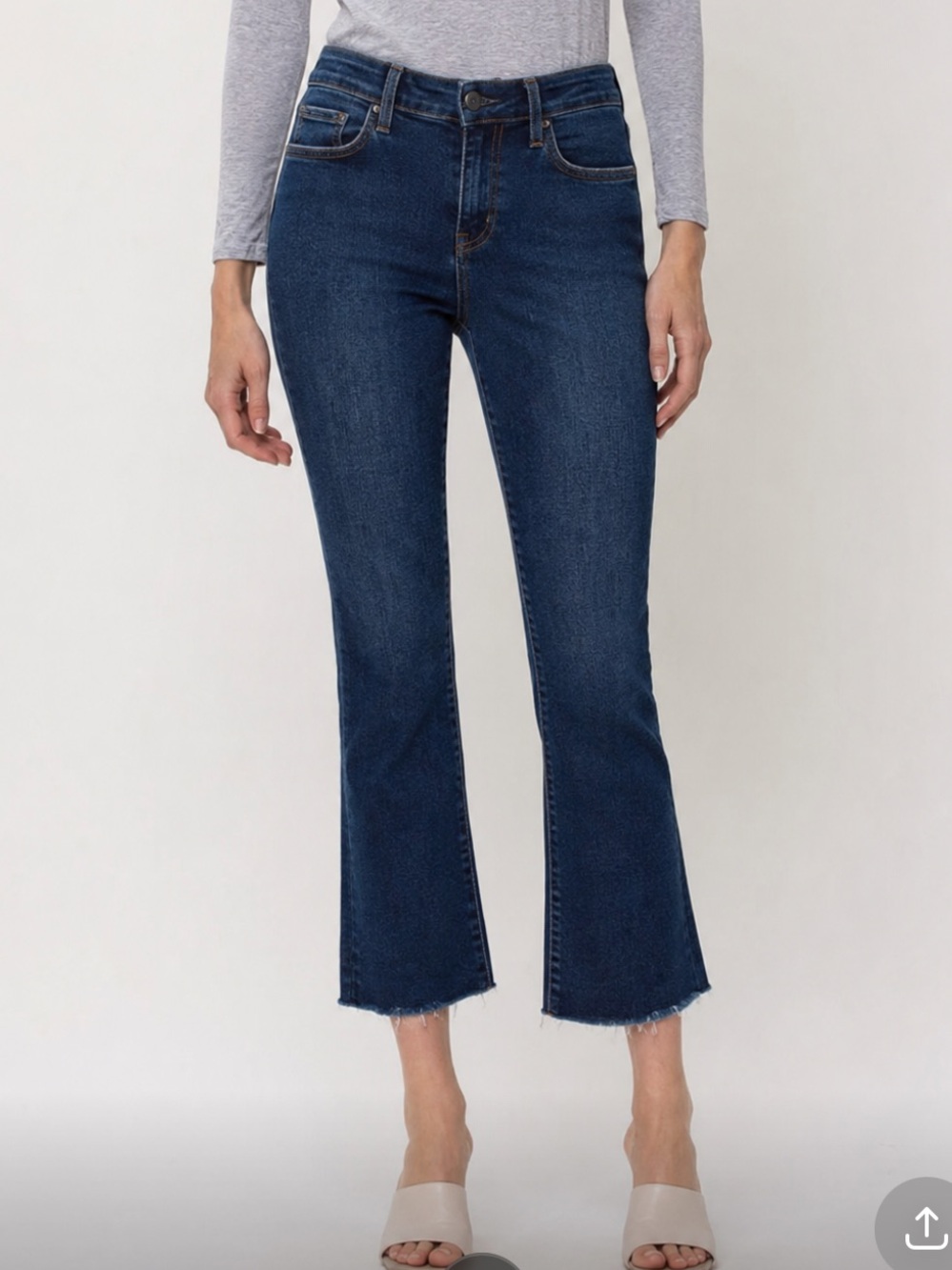 Flying Monkey F4272 High Rise Crop Kick Flare Jeans Raw Hem Size 28